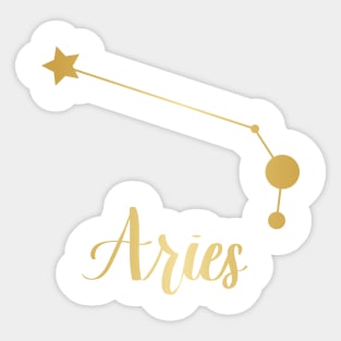 Aries Zodiac Constellation in Gold Sticker